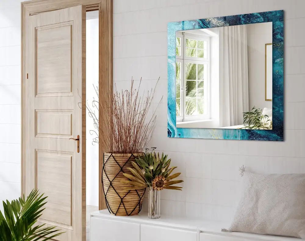 Specchio rettangolare decoro Arte astratta blu