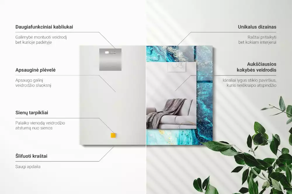 Specchio rettangolare decoro Arte astratta blu