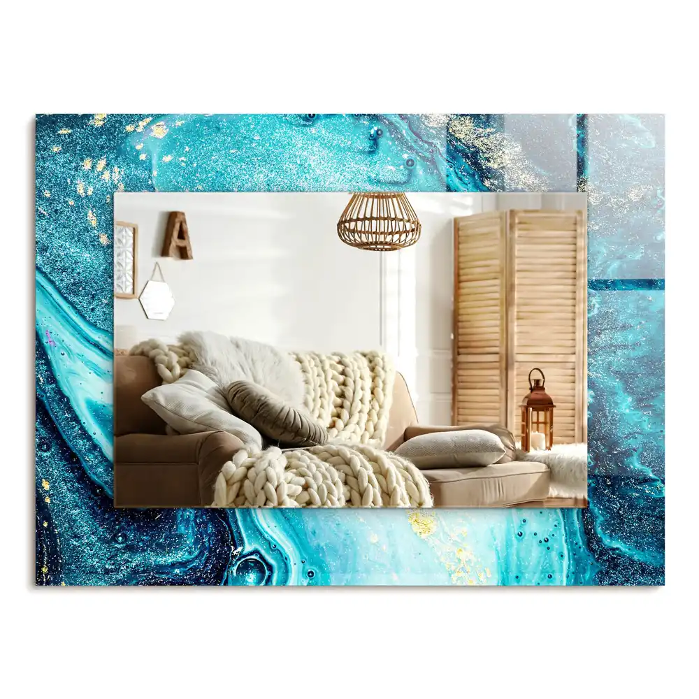 Specchio rettangolare decoro Arte astratta blu