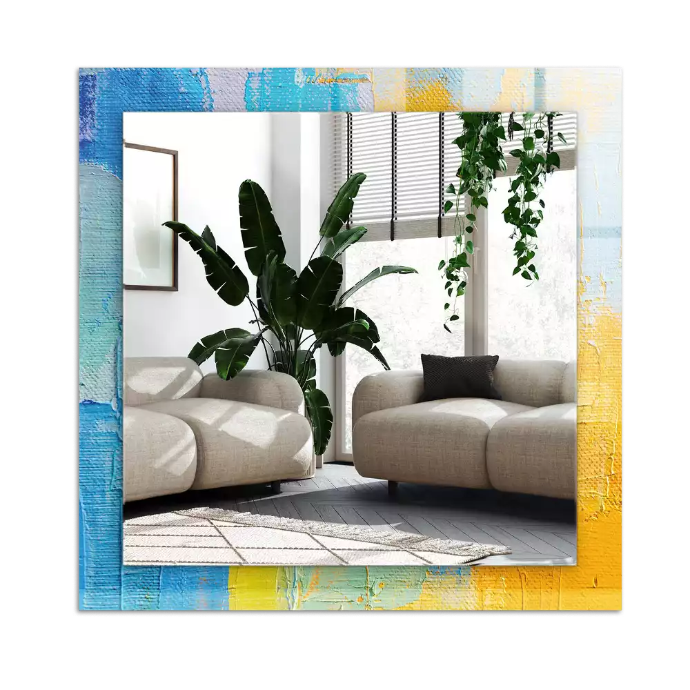 Specchio rettangolare con cornice stampata Pittura a olio astratta