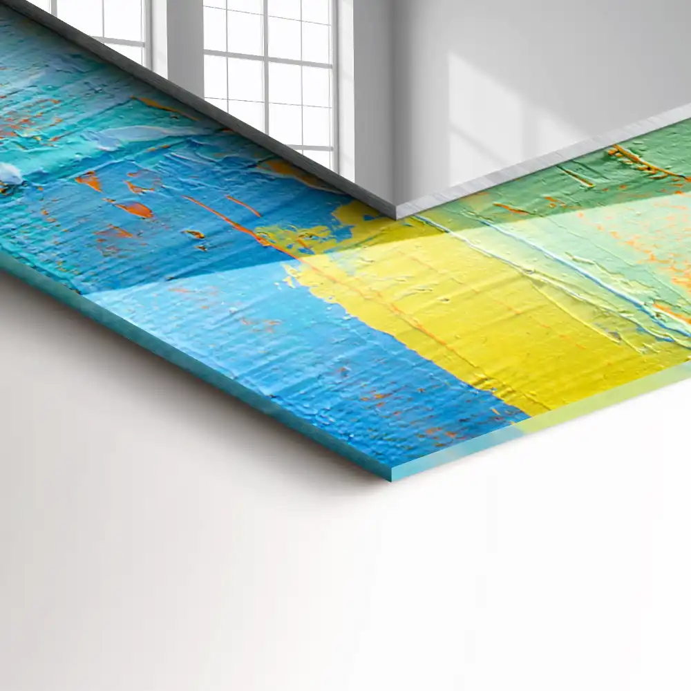 Specchio rettangolare con cornice stampata Pittura a olio astratta