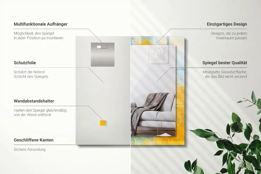 Specchio rettangolare con cornice stampata Pittura a olio astratta