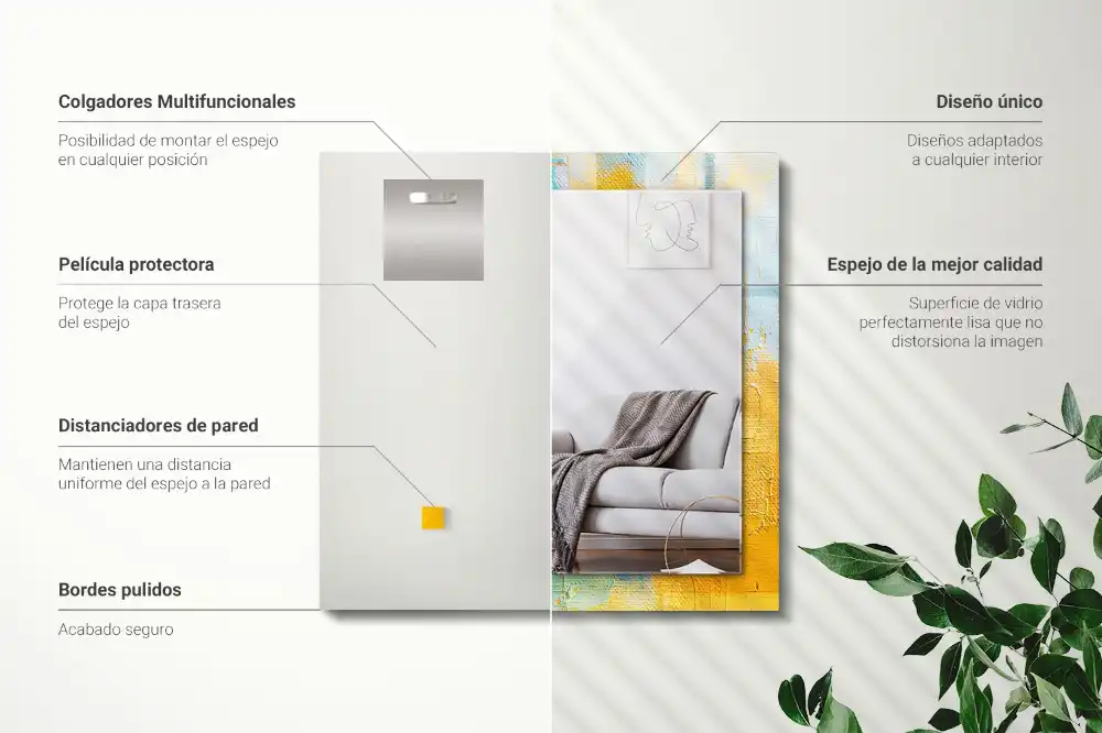 Specchio rettangolare con cornice stampata Pittura a olio astratta