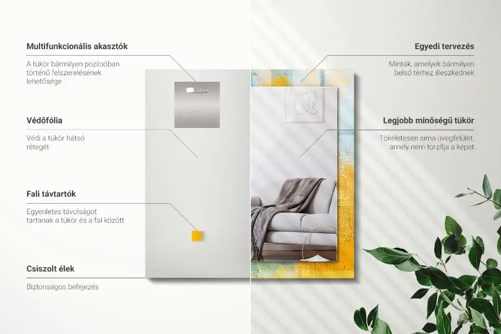 Specchio rettangolare con cornice stampata Pittura a olio astratta