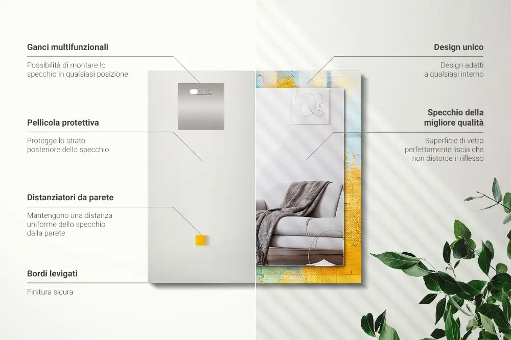 Specchio rettangolare con cornice stampata Pittura a olio astratta