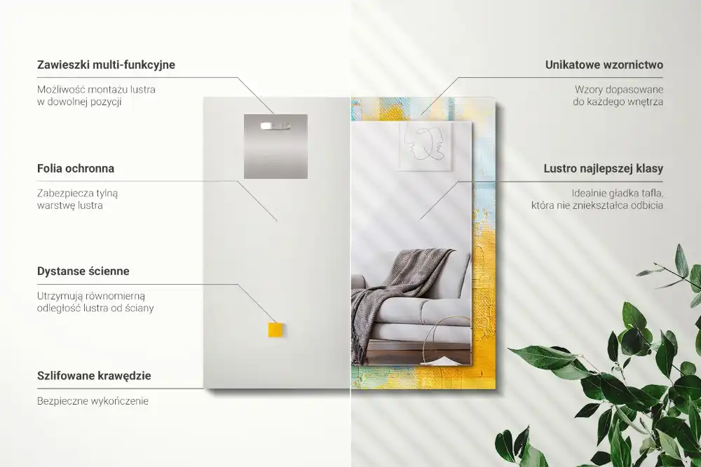 Specchio rettangolare con cornice stampata Pittura a olio astratta