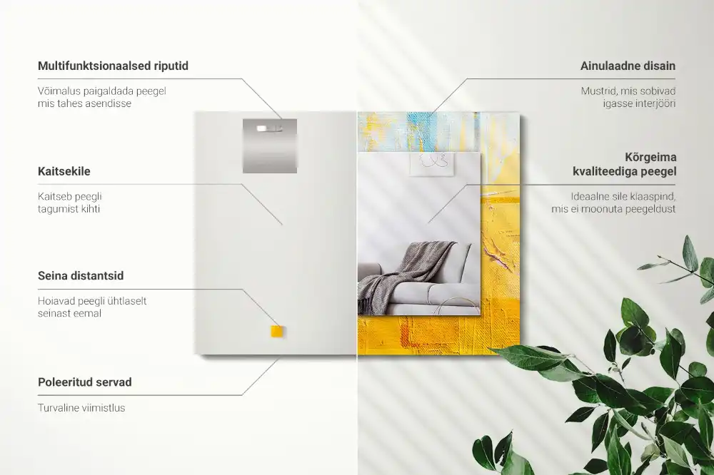 Specchio rettangolare con cornice stampata Pittura a olio astratta