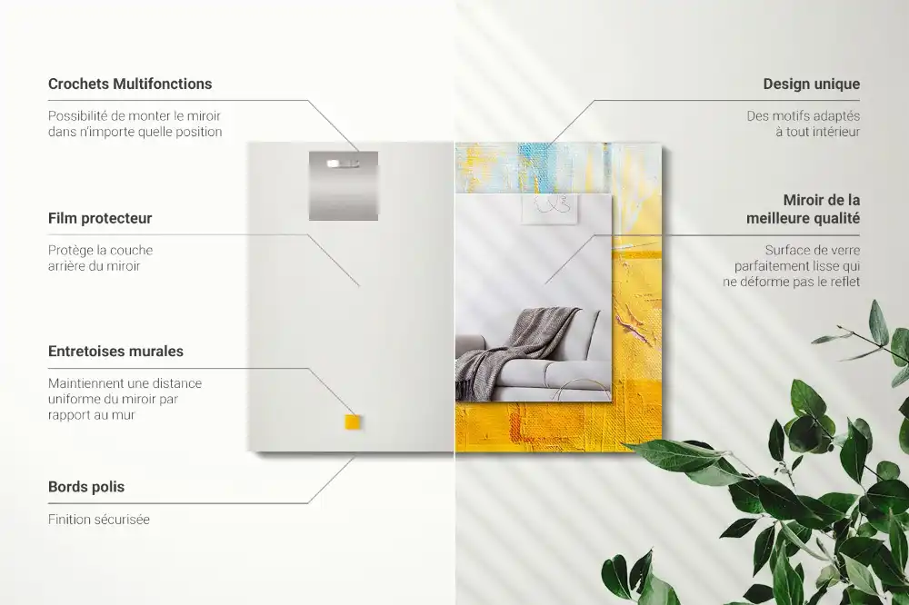 Specchio rettangolare con cornice stampata Pittura a olio astratta