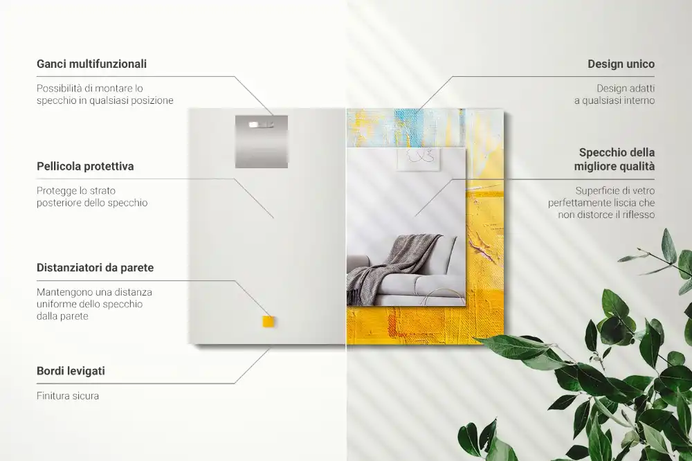 Specchio rettangolare con cornice stampata Pittura a olio astratta