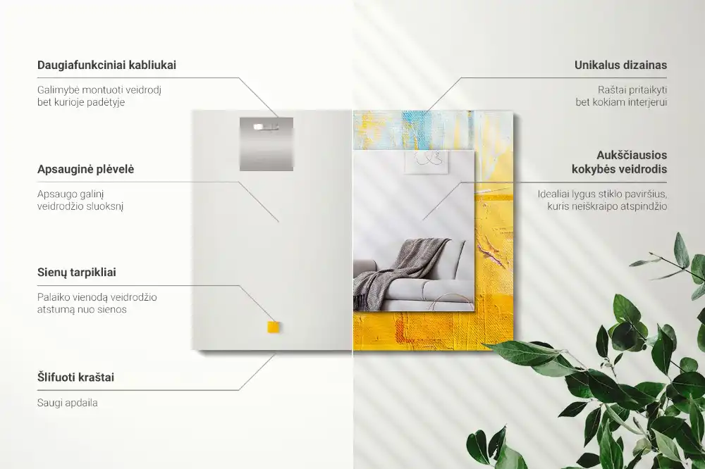 Specchio rettangolare con cornice stampata Pittura a olio astratta