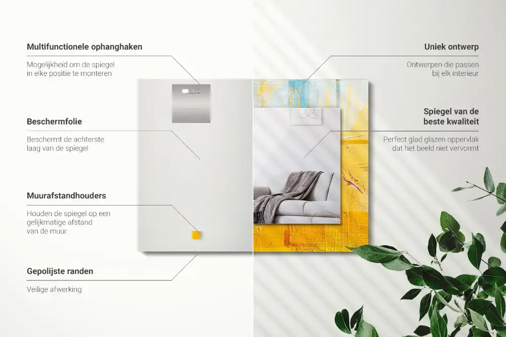 Specchio rettangolare con cornice stampata Pittura a olio astratta