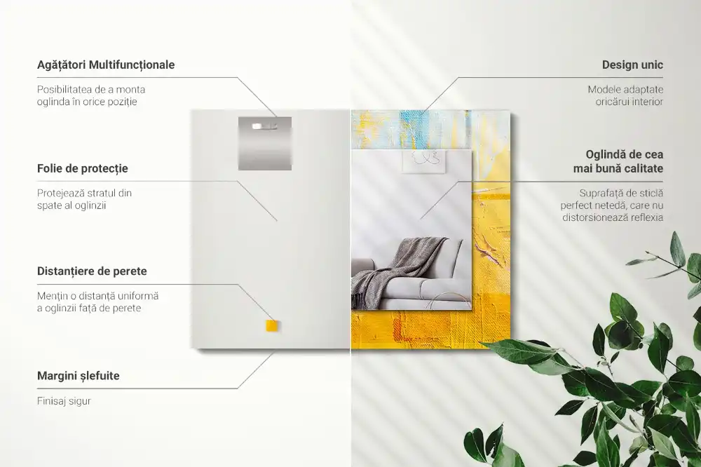 Specchio rettangolare con cornice stampata Pittura a olio astratta