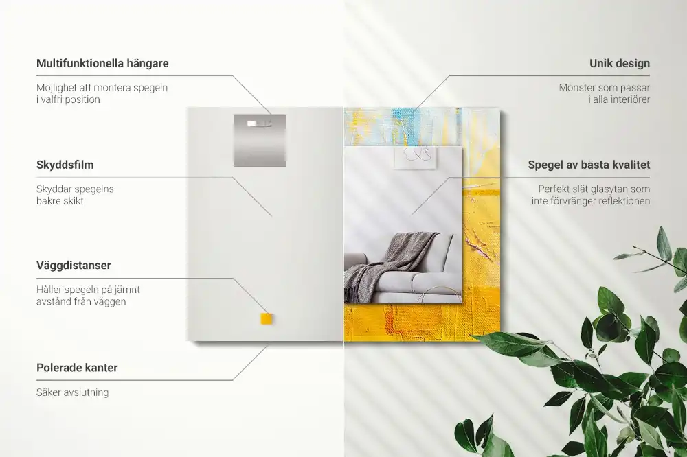 Specchio rettangolare con cornice stampata Pittura a olio astratta