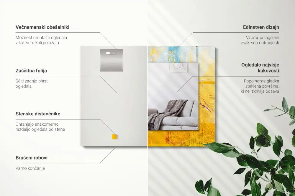 Specchio rettangolare con cornice stampata Pittura a olio astratta