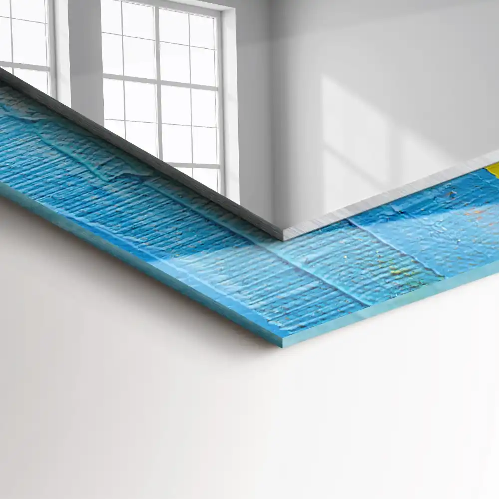 Specchio rettangolare con cornice stampata Pittura a olio astratta