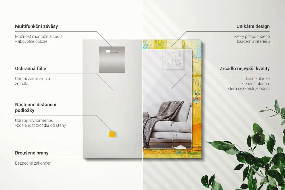 Specchio rettangolare stampato Pittura a olio astratta