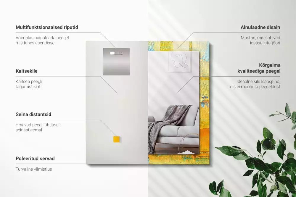 Specchio rettangolare stampato Pittura a olio astratta