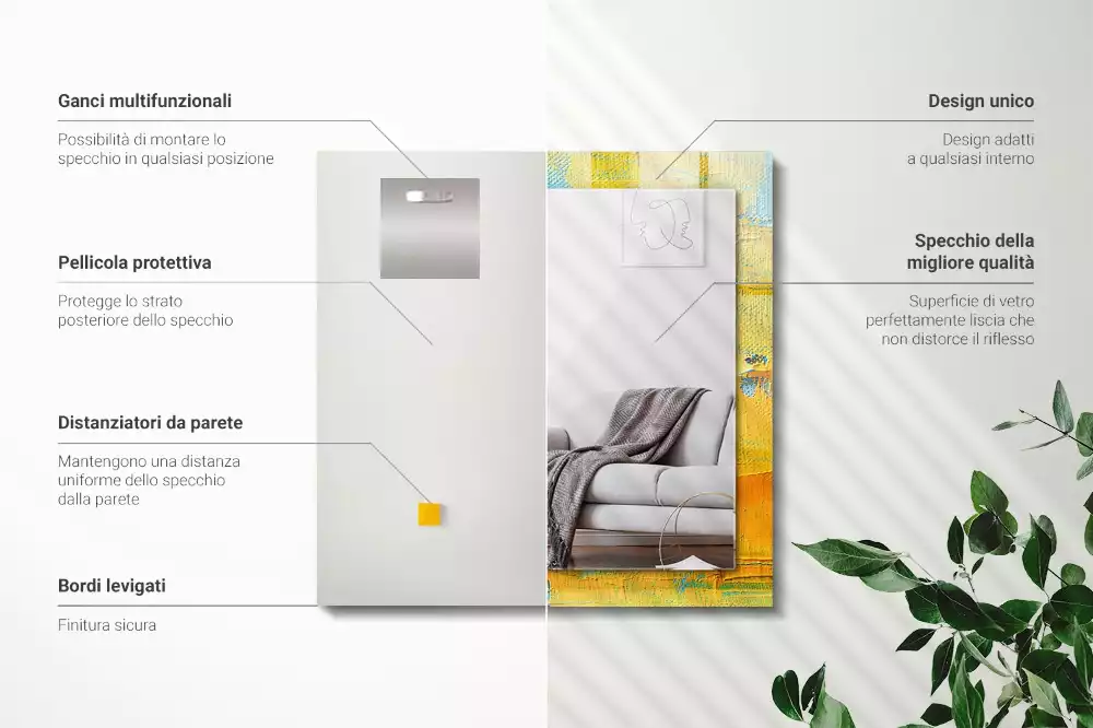 Specchio rettangolare stampato Pittura a olio astratta