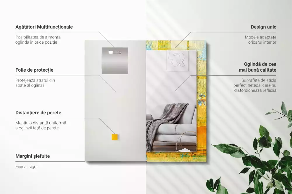 Specchio rettangolare stampato Pittura a olio astratta