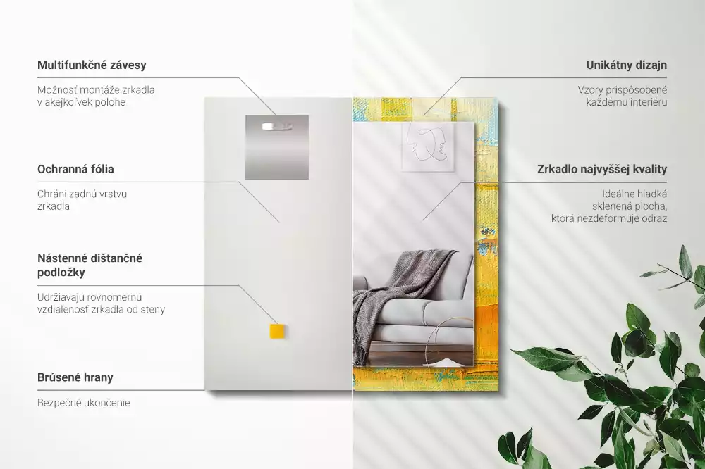 Specchio rettangolare stampato Pittura a olio astratta