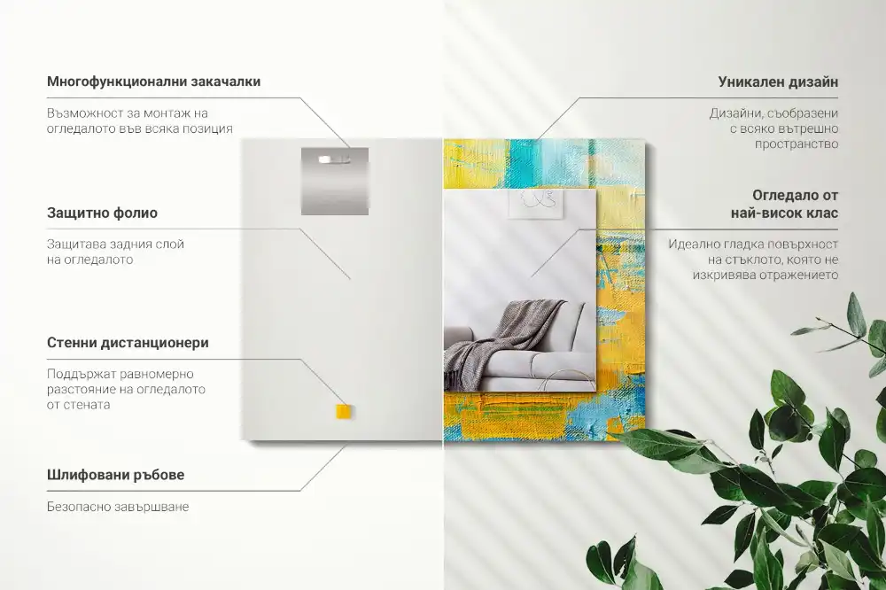 Specchio rettangolare stampato Pittura a olio astratta