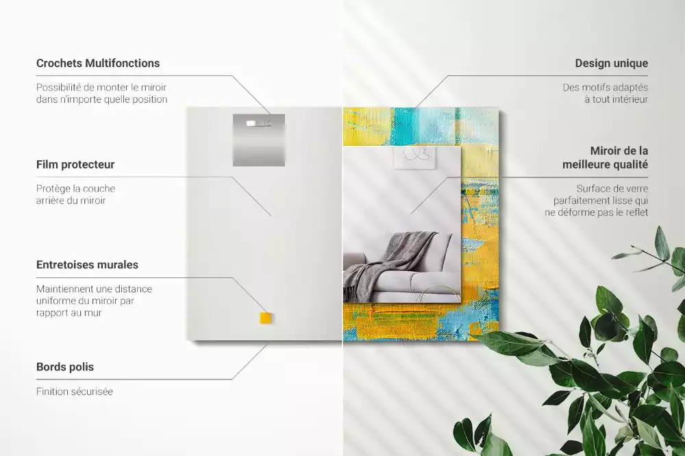 Specchio rettangolare stampato Pittura a olio astratta