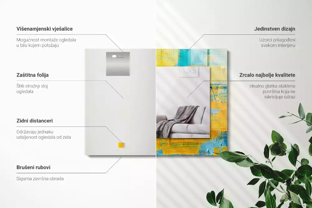 Specchio rettangolare stampato Pittura a olio astratta