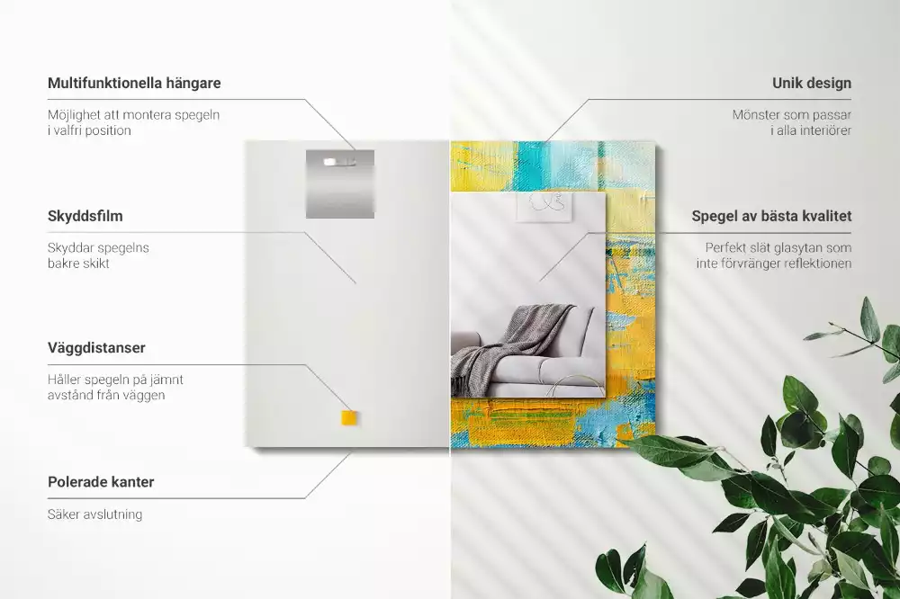 Specchio rettangolare stampato Pittura a olio astratta