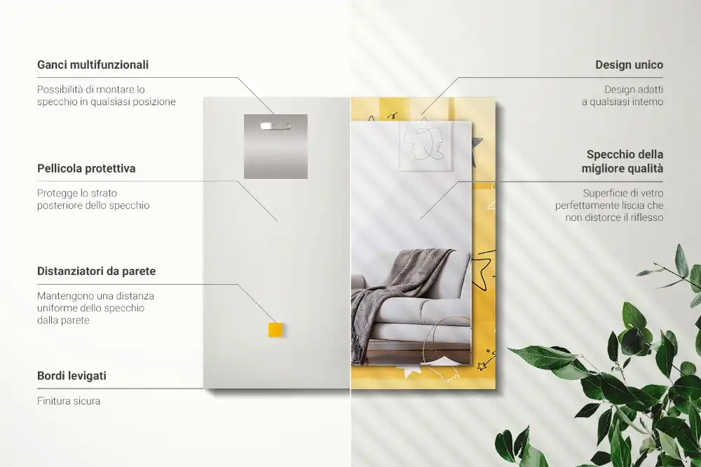 Specchio rettangolare decoro Disegni di varie stelle