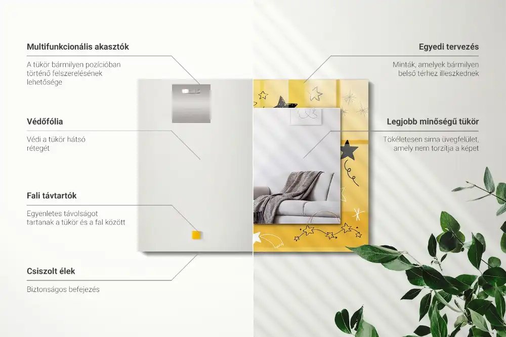 Specchio rettangolare decoro Disegni di varie stelle