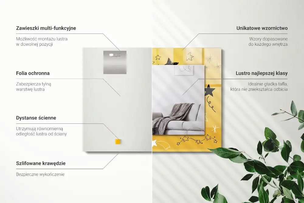 Specchio rettangolare decoro Disegni di varie stelle