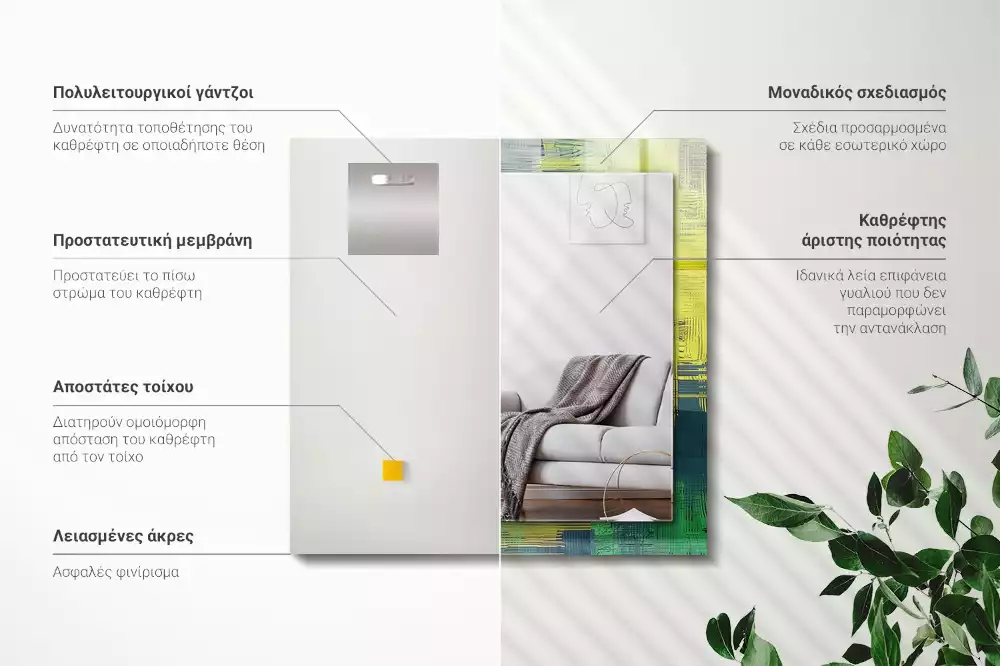 Specchio rettangolare con cornice stampata Composizione astratta di colori