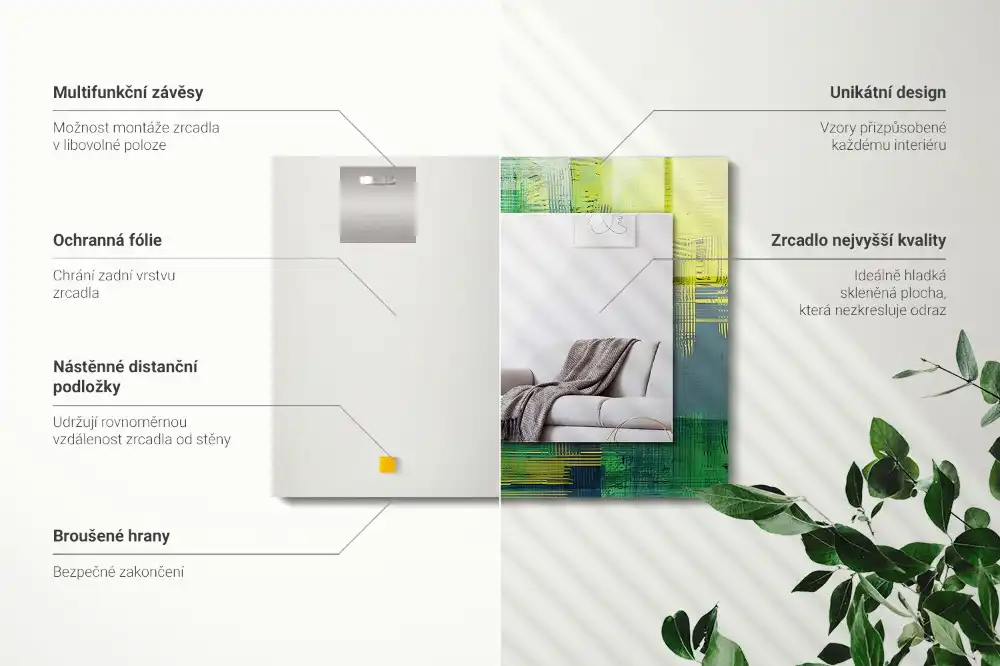 Specchio rettangolare con cornice stampata Composizione astratta di colori