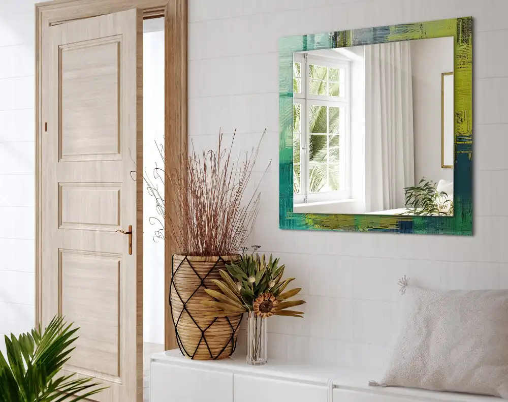 Specchio rettangolare con cornice stampata Composizione astratta di colori