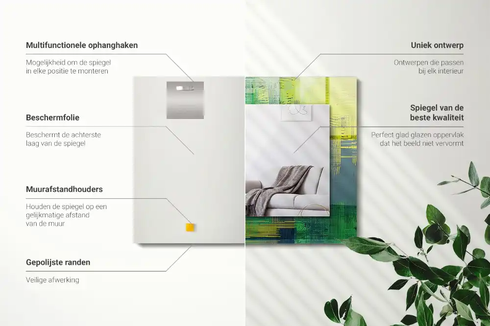 Specchio rettangolare con cornice stampata Composizione astratta di colori