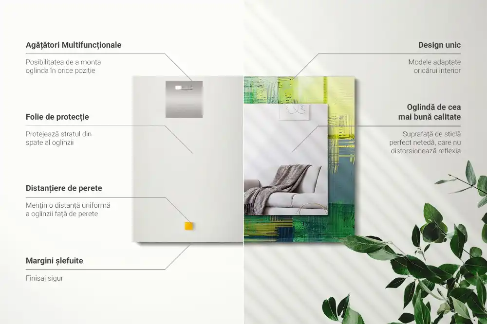 Specchio rettangolare con cornice stampata Composizione astratta di colori