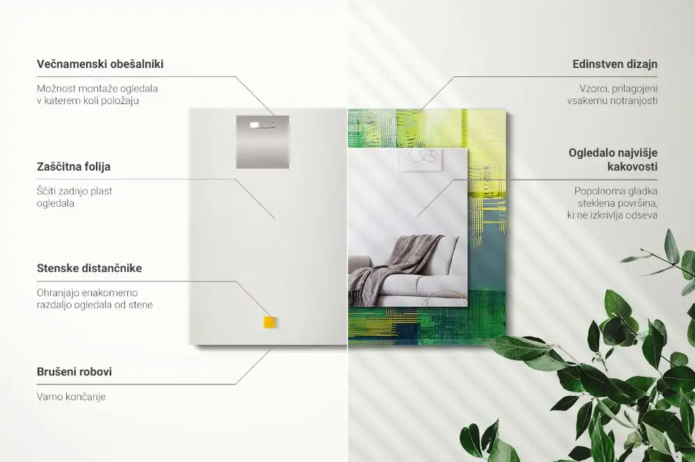 Specchio rettangolare con cornice stampata Composizione astratta di colori