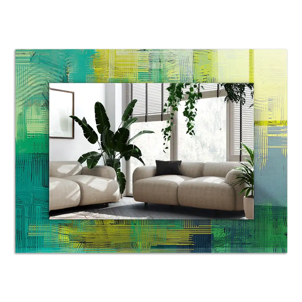 Specchio rettangolare con cornice stampata Composizione astratta di colori