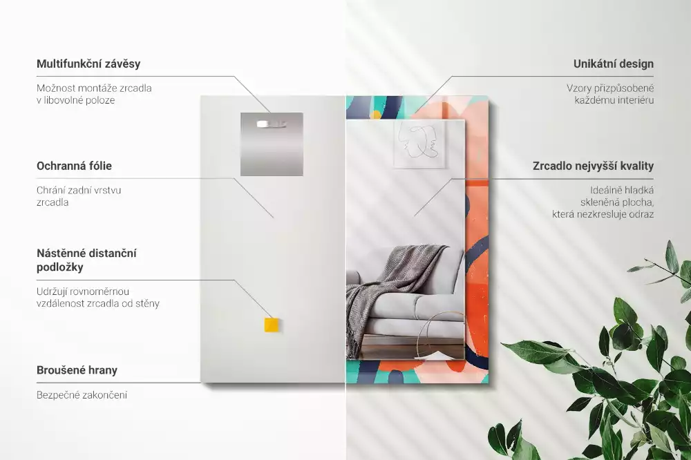 Specchio rettangolare stampato Grafica astratta colorata