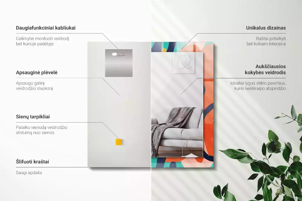 Specchio rettangolare stampato Grafica astratta colorata