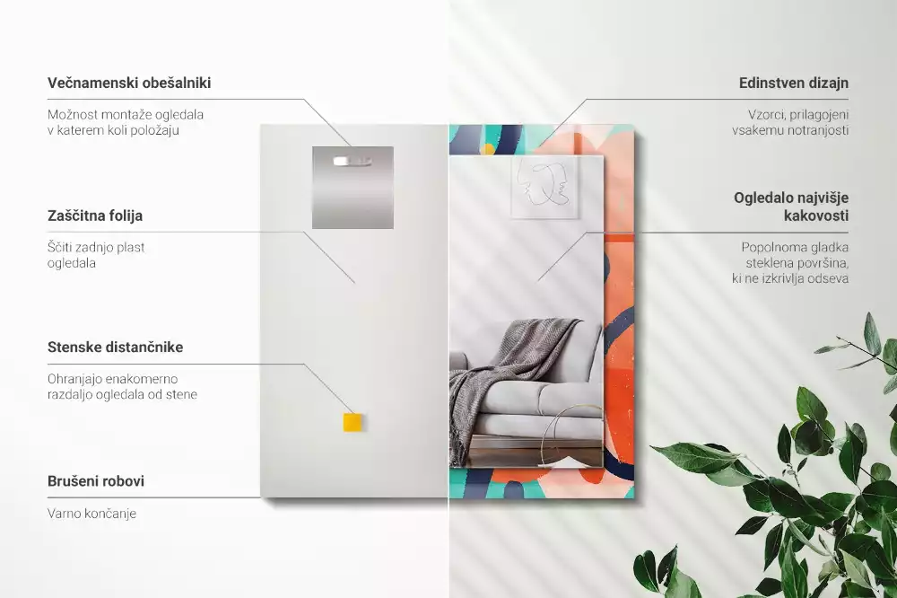 Specchio rettangolare stampato Grafica astratta colorata
