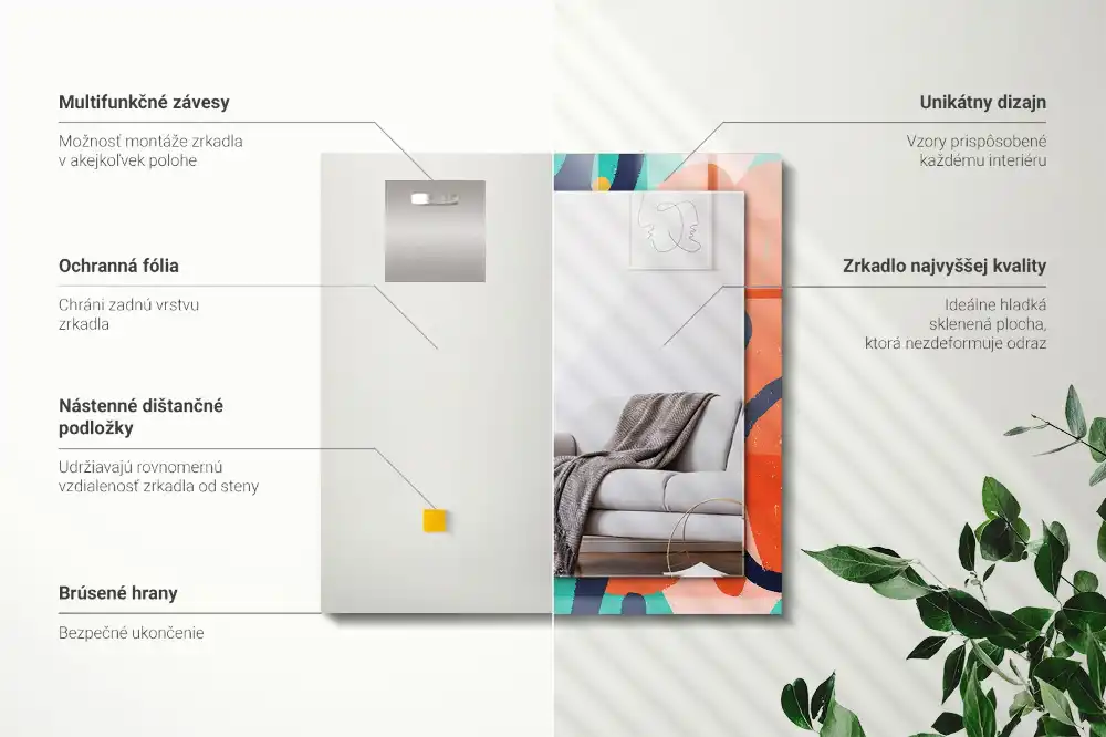 Specchio rettangolare stampato Grafica astratta colorata