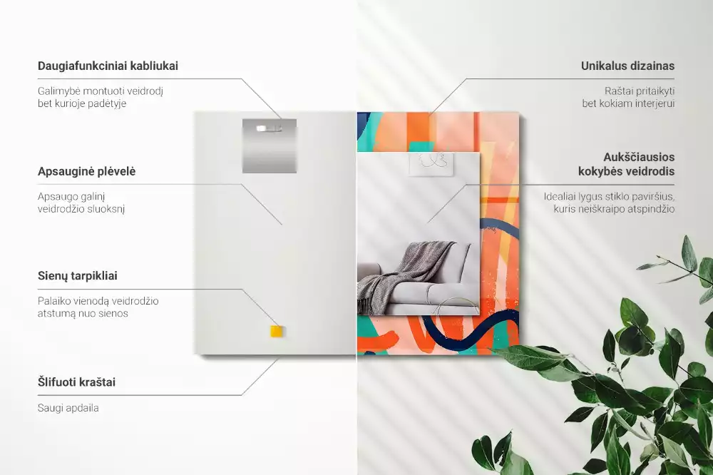 Specchio rettangolare stampato Grafica astratta colorata