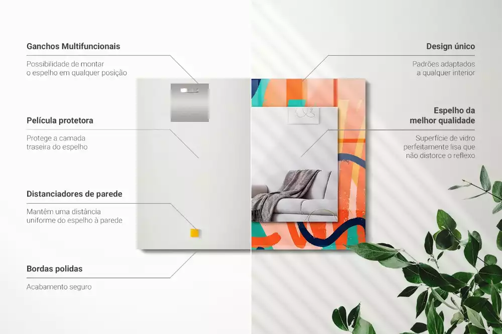 Specchio rettangolare stampato Grafica astratta colorata