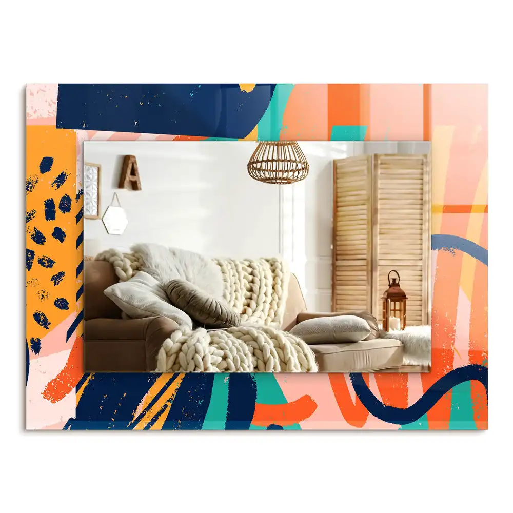 Specchio rettangolare stampato Grafica astratta colorata