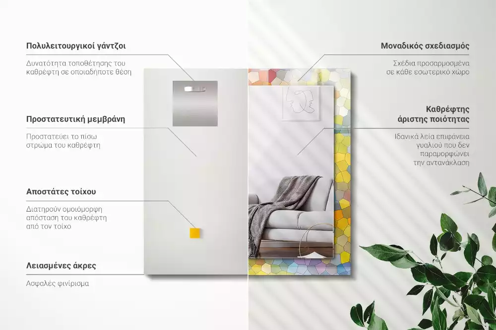 Specchio rettangolare decoro Mosaico astratto colorato