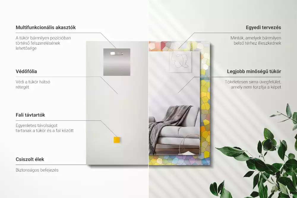 Specchio rettangolare decoro Mosaico astratto colorato