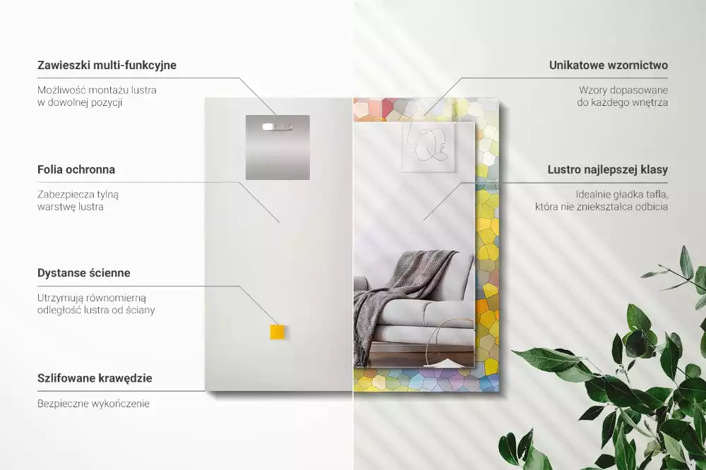 Specchio rettangolare decoro Mosaico astratto colorato