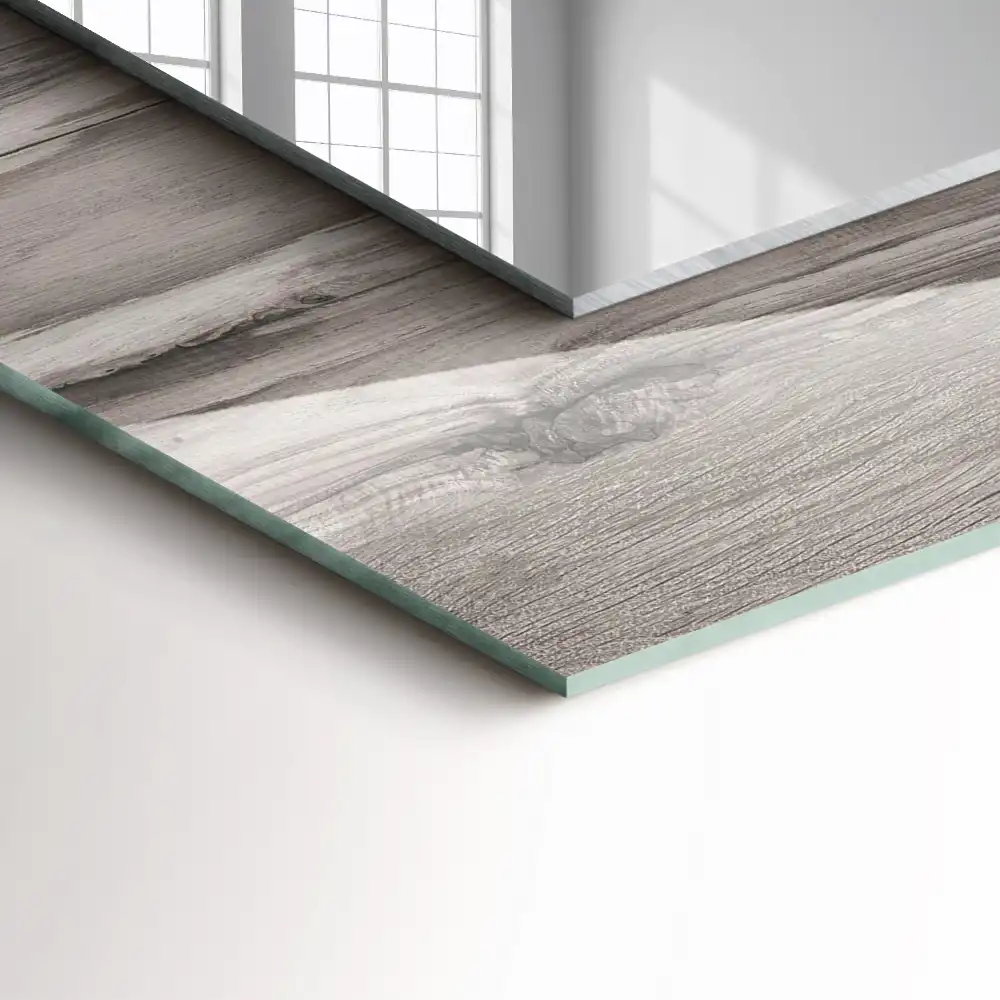 Specchio rettangolare con cornice stampata Trama della tavola di legno