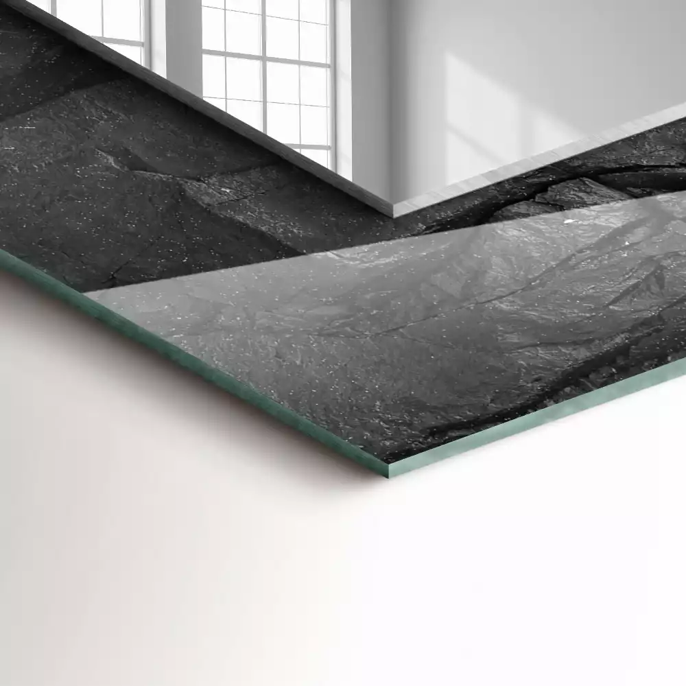 Specchio rettangolare stampato crepe nella roccia nera
